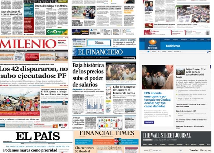Los principales titulares en la prensa de México y en el mundo del 26 de mayo.