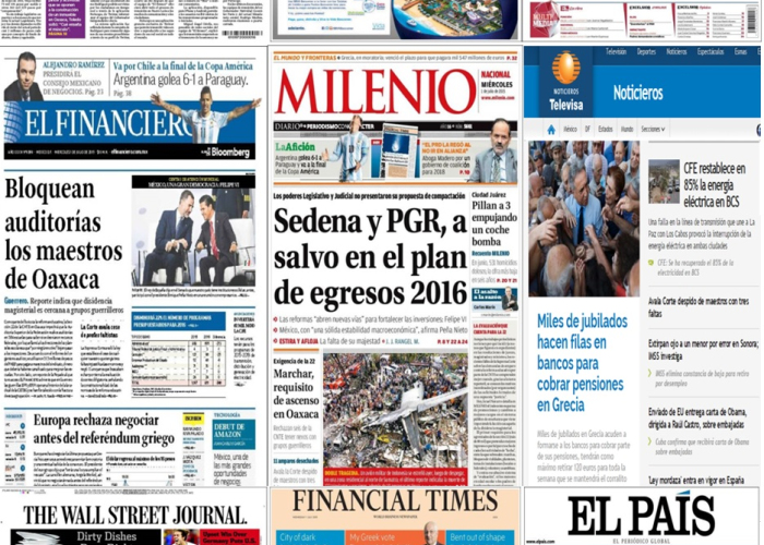 Los principales titulares hoy en la prensa de México y el mundo del 1 de julio.