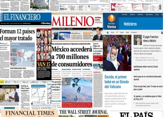 Las principales portadas en la prensa de México y el mundo del 6 de octubre.