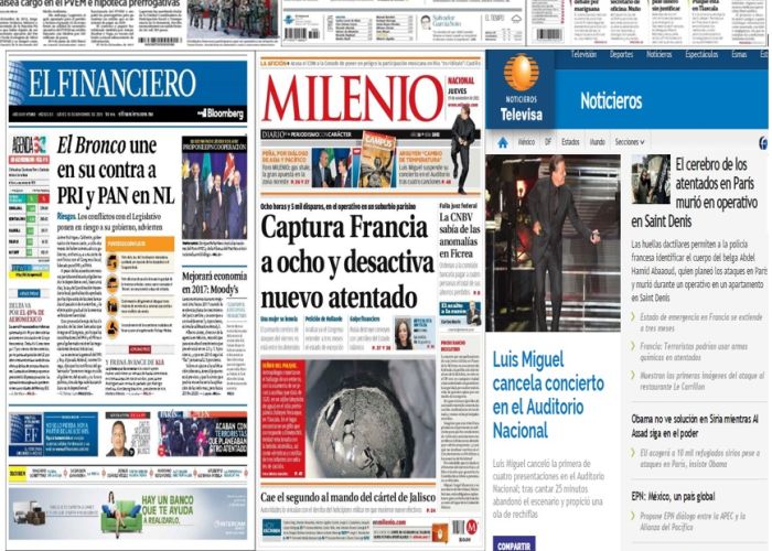Las principales portadas en la prensa de México y el mundo del 19 de noviembre.