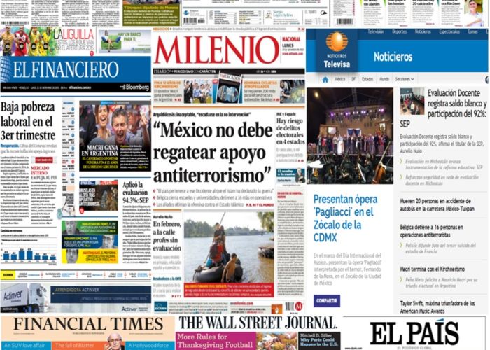 Las principales portadas en la prensa nacional e internacional del 23 de noviembre.