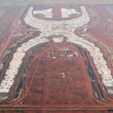 Vista aérea del terreno de Texcoco donde se construye el NAIM. Foto: Santiago Arau.