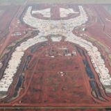 Vista aérea del terreno de Texcoco donde se construye el NAIM. Foto: Santiago Arau.