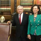 Ana Botín, presidenta de Santander, en Palacio Nacional con el presidente Andrés Manuel López Obrador.