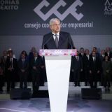 El presidente López Obrador durante la XXVI asamblea anual ordinaria del CCE. (Foto: Presidencia de México)
