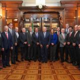El presidente López Obrador y empresarios en febrero de 2022 en Palacio Nacional (Foto: lopezobrador.org.mx)