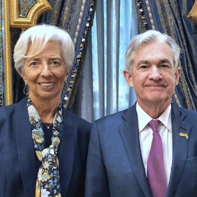 Christine Lagarde, presidenta del BCE, y Jerome Powell, presidente de la Reserva Federal.