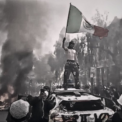 Manifestación de migrantes en Los Ángeles (Imagen: video en X)