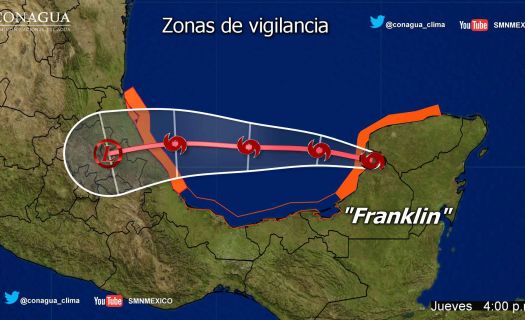 Franklin tocaría tierra a las 22:45 horas