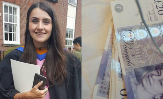 La joven estudiante recibió 100 libras de un desconocido cuando viajaba en tren. Fotos: Facebook