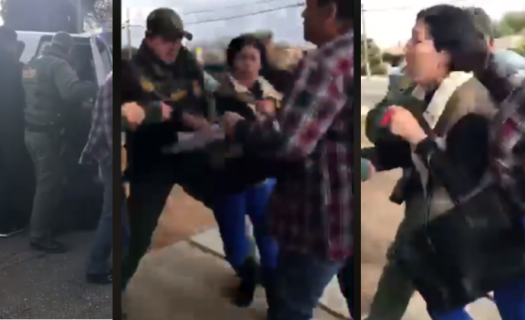 El brutal arresto de la mujer frente a sus hijas indignó a la comunidad de San Diego por la militarización fronteriza. Foto: Video Facebook.