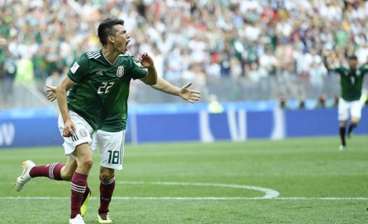 Irving Lozano festeja su gol ante los alemanes en la victoria de México en el Mundial Rusia 2018 (Foto: Femexfut)