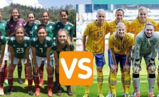 A la izquierda el equipo femenil mexicano, a la derecha el sueco. 