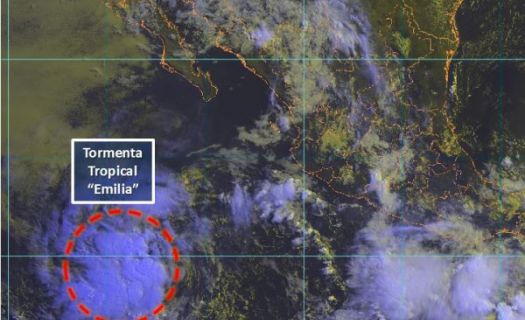Tormenta tropical Emilia al sur de Baja California Foto: @conagua_clima