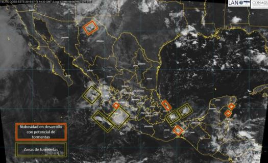 Potencial de tormentas en México Foto: Twitter @conagua_clima