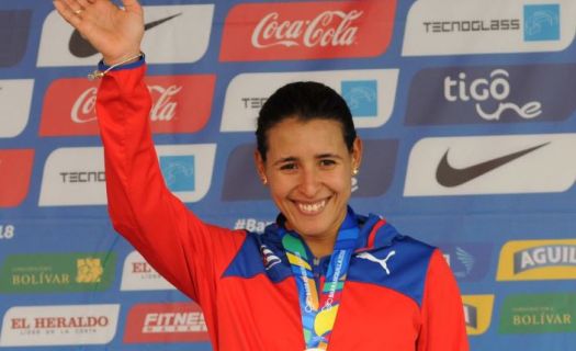 Arlenis Sierra ganando en ciclismo contrarreloj femenil en Centroamericanos de Barranquilla 2018. Foto: Omara García para TV Granma.