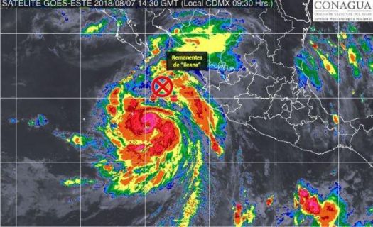 Huracán John y tormenta tropical Ileana Foto: Twitter Servicio Meteorológico Nacional @conagua_clima