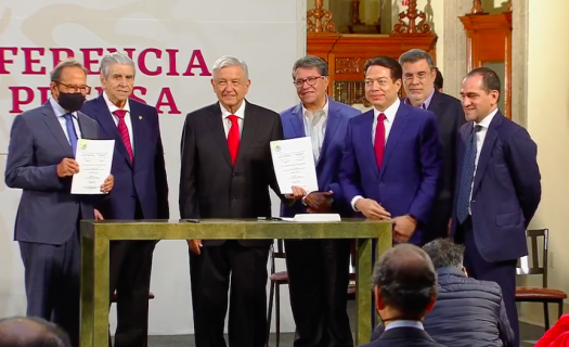 Acto de la presentación de la iniciativa del gobierno federal para la reforma de las pensiones celebrado el miércoles 22 de julio en Palacio Nacional (Imagen: Video del Gobierno Federal)