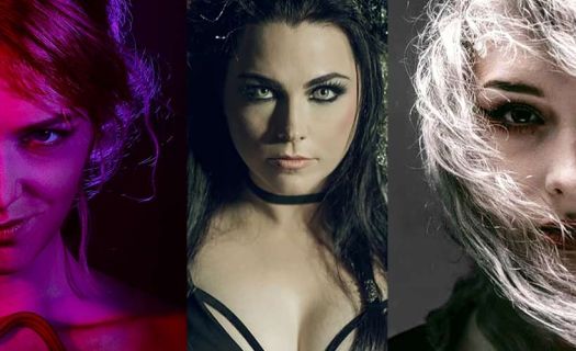 Lydmor, Amy Lee, de Evanescence, y Mothica (de izquierda a derecha).