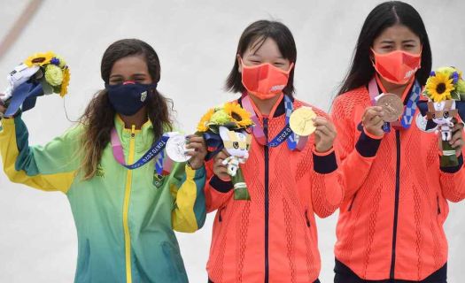 Rayssa Leal, Momiji Nishiya y Funa Nakayama, el podio más joven de la historia de los Juegos Olímpicos. (Foto: Comité Olímpico Internacional) 