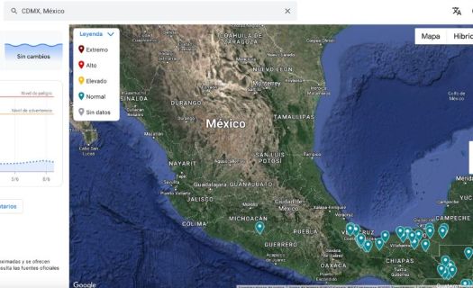 La aplicación de Google solo muestra pronósticos en los estados de Michoacán, Veracruz, Tabasco y Campeche (Foto: Google)