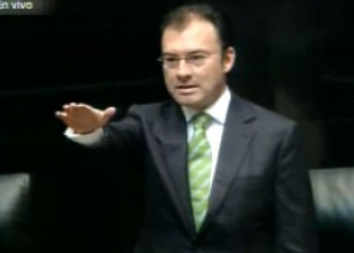 El secretario de Hacienda y Crédito Público, Luis Videgaray Caso, en comparecencia ante el Senado de la República.