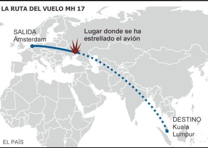 Se trata de un Boeing 777-200 en el que viajaban 280 viajeros y 15 miembros de la tripulación. (Imagen de El País)