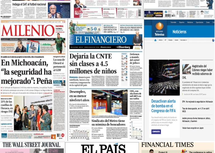 Los titulares en los principales diarios de México y en el mundo del 29 de mayo.