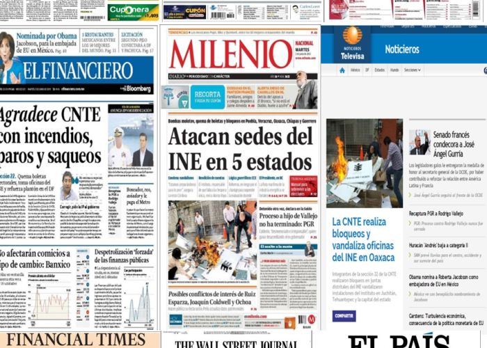 Lo que los principales diarios de México y el mundo publican en sus titulares del 2 de junio.