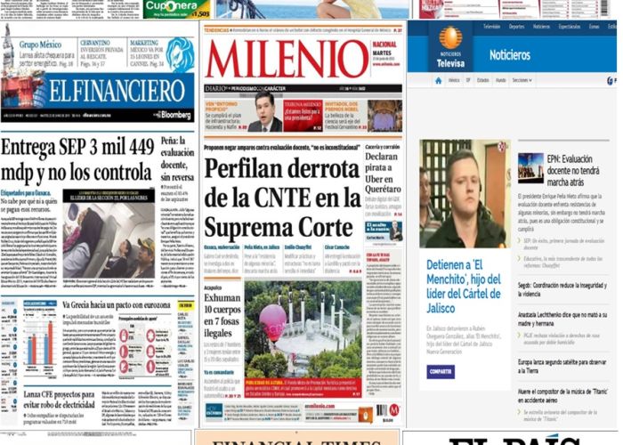 Las principales portadas en la prensa de México y el mundo del 23 de junio.
