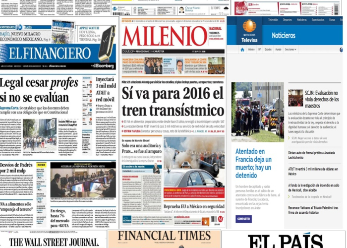 Los principales titulares en la prensa de México y el mundo del 26 de junio.