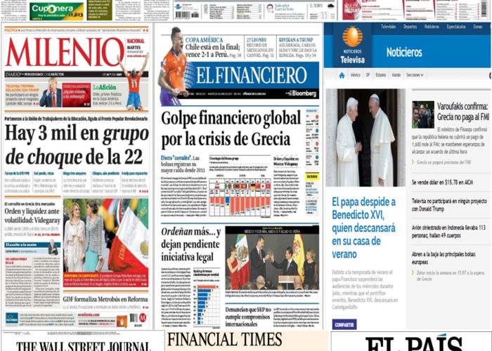 Los principales titulares en la prensa de México y el mundo del 30 de junio.