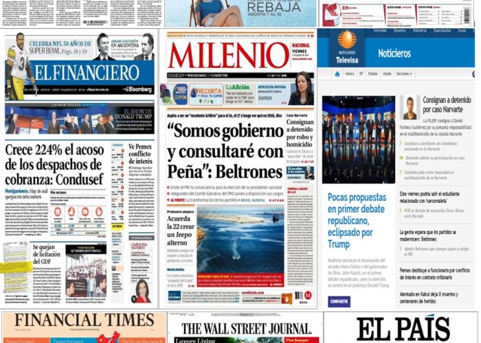 Los principales titulares en la prensa de México y el mundo del 7 de agosto.