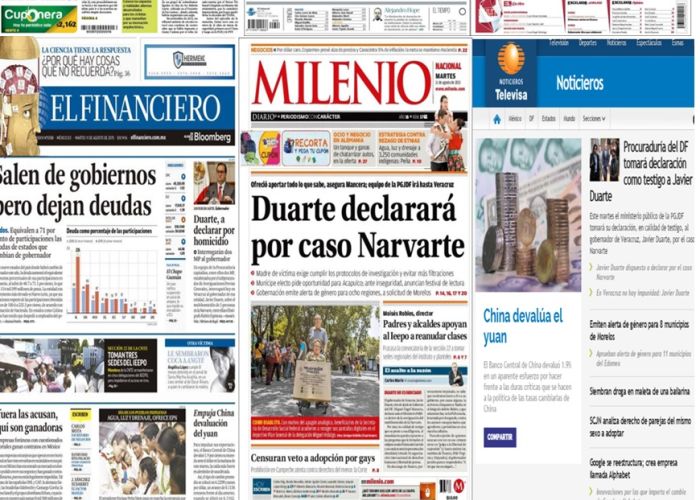 Los principales titulares en la prensa de México y el mundo del 11 de agosto.