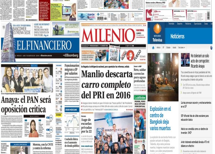 Los principales titulares en la prensa de México y el mundo del 17 de agosto.