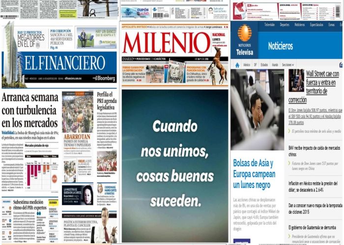 Los principales titulares en la prensa de México y el mundo del 24 de agosto.