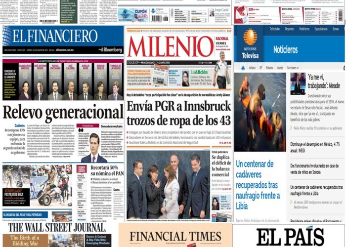 Las portadas en la prensa de México y el mundo del 28 de agosto.