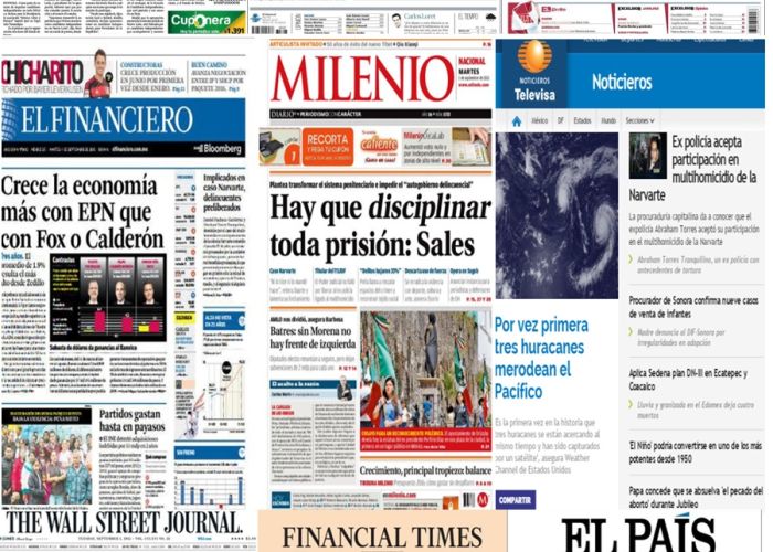 Las portadas en la prensa de México y el mundo del 1 de septiembre.