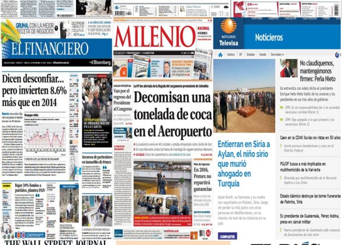 Las portadas en la prensa de México y el mundo del  4 de septiembre.