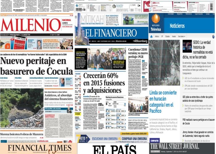 Las portadas en la prensa de México y el mundo del  7 de septiembre.