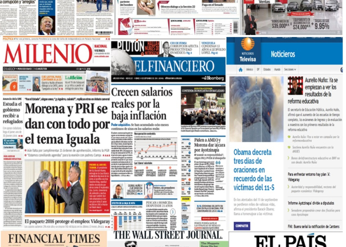 Las portadas en la prensa de México y el mundo del  11 de septiembre.