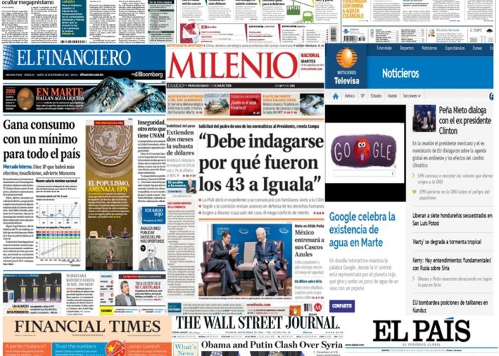 Las principales portadas en la prensa de México y el mundo del 29 de septiembre.
