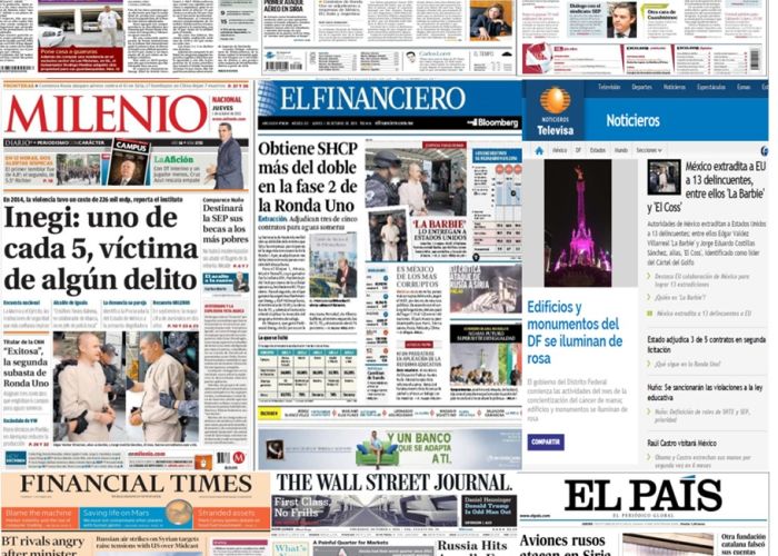 Las principales portadas en la prensa de México y el mundo del 1 de octubre.
