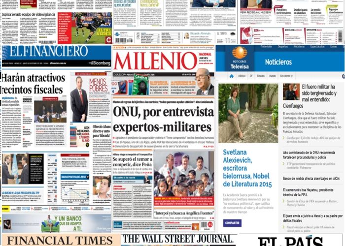 Las principales portadas en la prensa de México y el mundo del 8 de octubre.