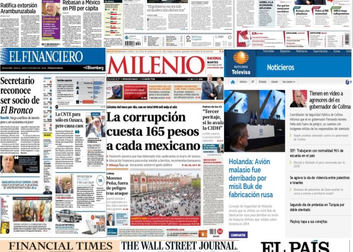 Las principales portadas en la prensa de México y el mundo del 13 de octubre.