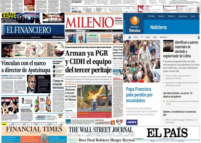 Las principales portadas en la prensa de México y el mundo del 14 de octubre.