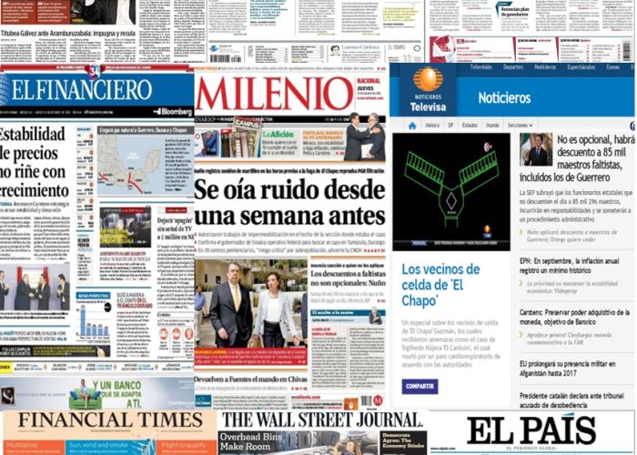 Las principales portadas en la prensa de México y el mundo del 15 de octubre.