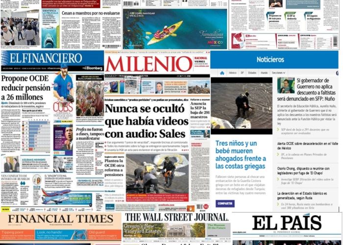 Las principales portadas en la prensa de México y el mundo del 16 de octubre.