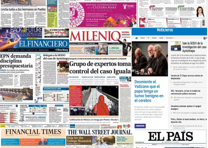 Las principales portadas en la prensa de México y el mundo del 21 de octubre.