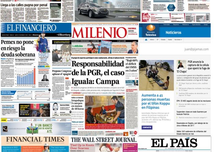 Las principales portadas en la prensa de México y el mundo del 22 de octubre